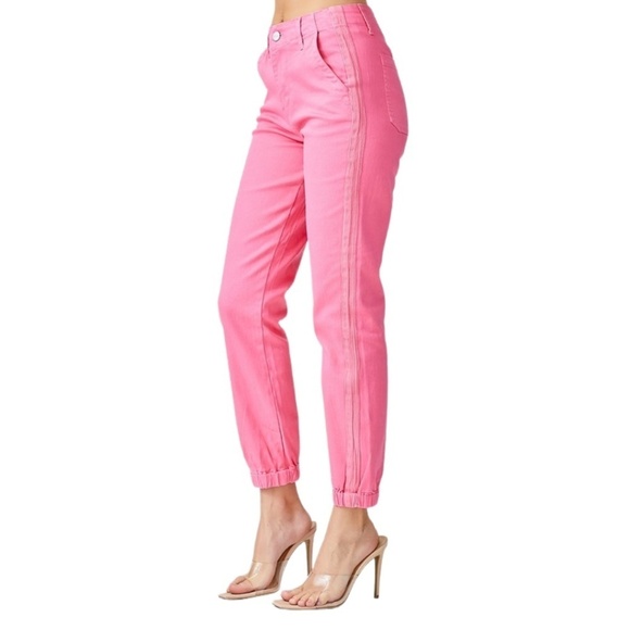 Pink High Rise Jogger Jeans - Picture 2 of 4